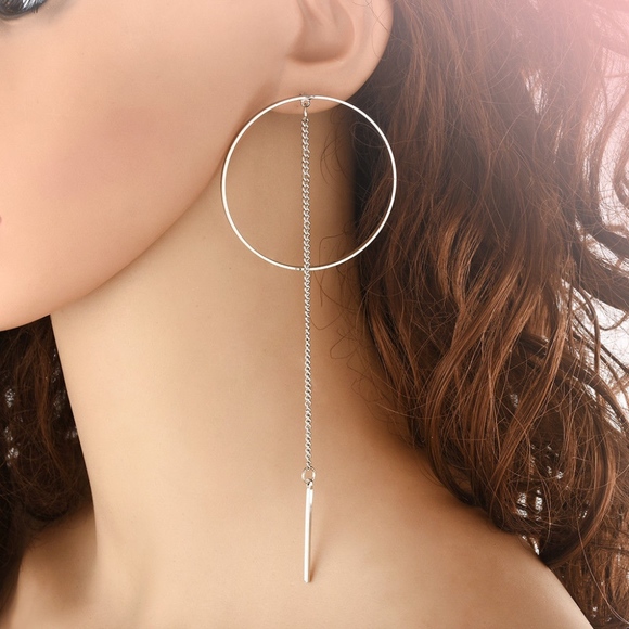 Jewelry - Chic Large Hoop Tassel Chain Earrings